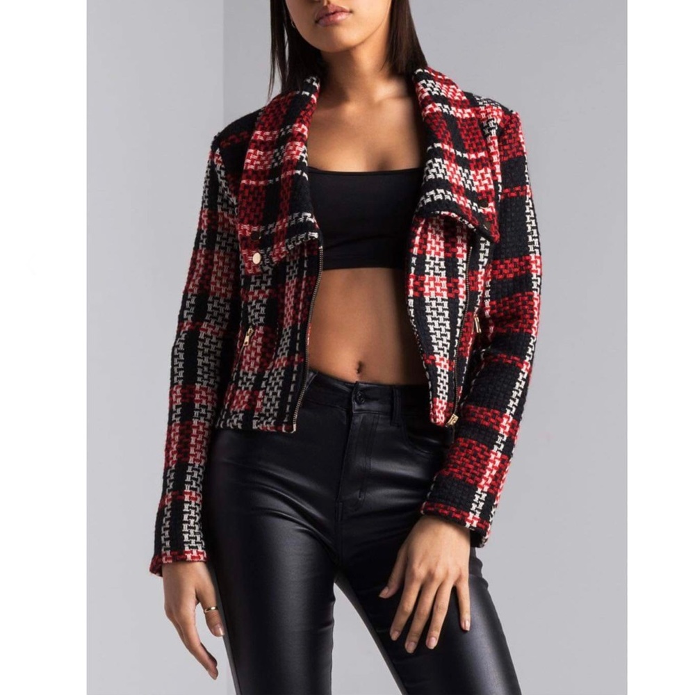 Akira plaid tweed blazer jacket